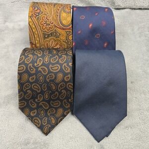 Lot Of 4 Brooks Brothers Silk Tie Multicolor Solid & Geometric 3.5-3.75" Wide